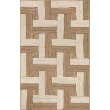 Geometric Links Jute Area Rug – Natural Texture