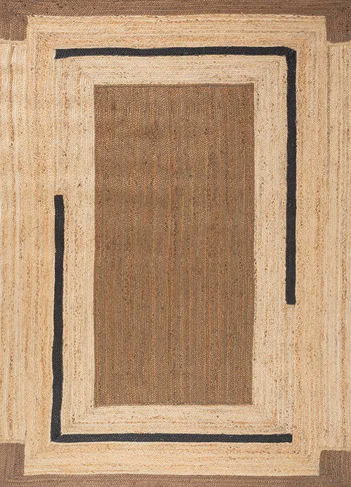 Nomadic Threads – Beige & Brown Flat Weave Jute Rug
