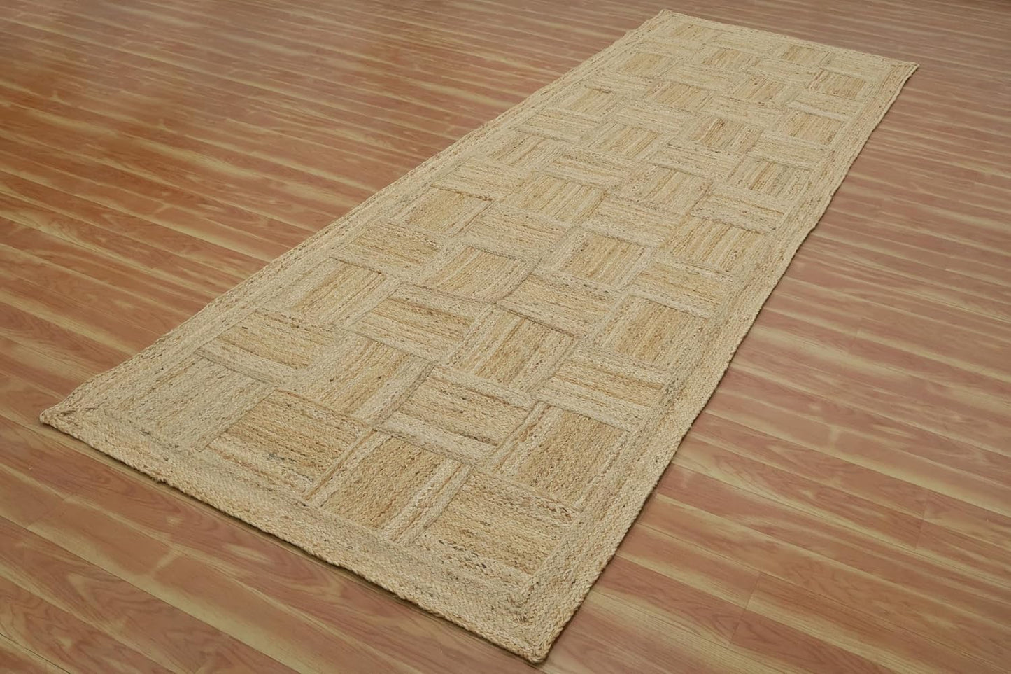 Natural Jute Carpet – Diagonal & Square Pattern