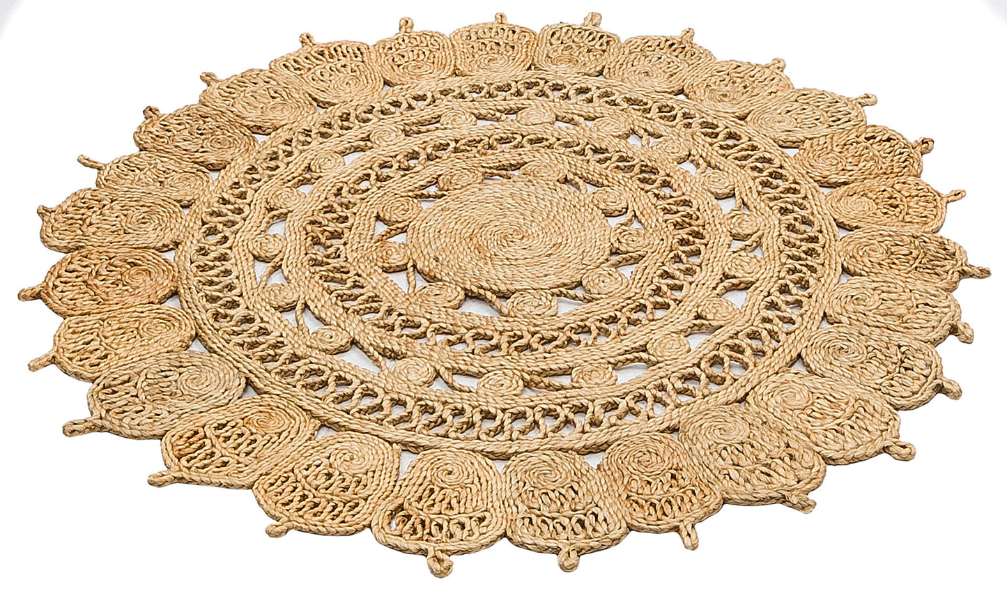 Round Natural Fiber Braided Rug – Boho, Rustic, Vintage Style
