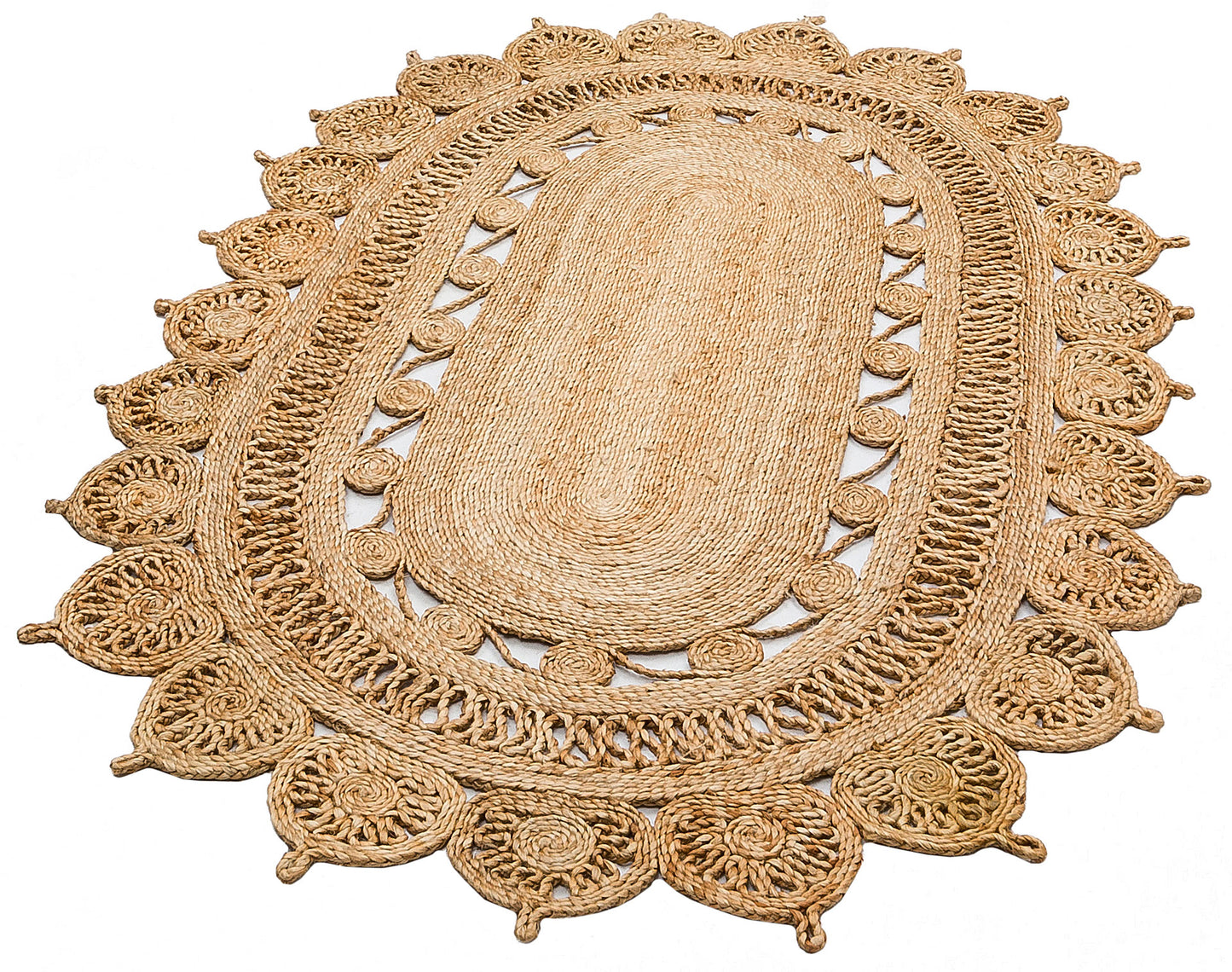 Oval Natural Jute Rug – Handmade Bohemian Country Charm