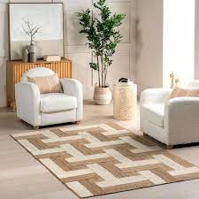 Geometric Links Jute Area Rug – Natural Texture