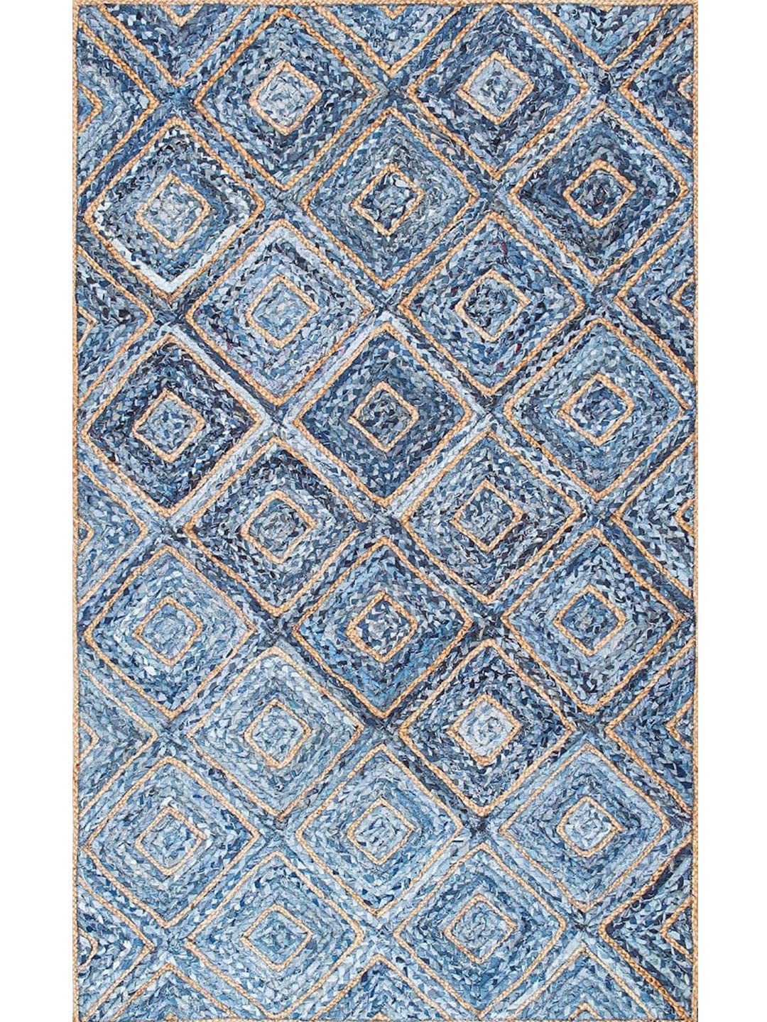 Denim & Jute Carpet – Rectangular in diamond design