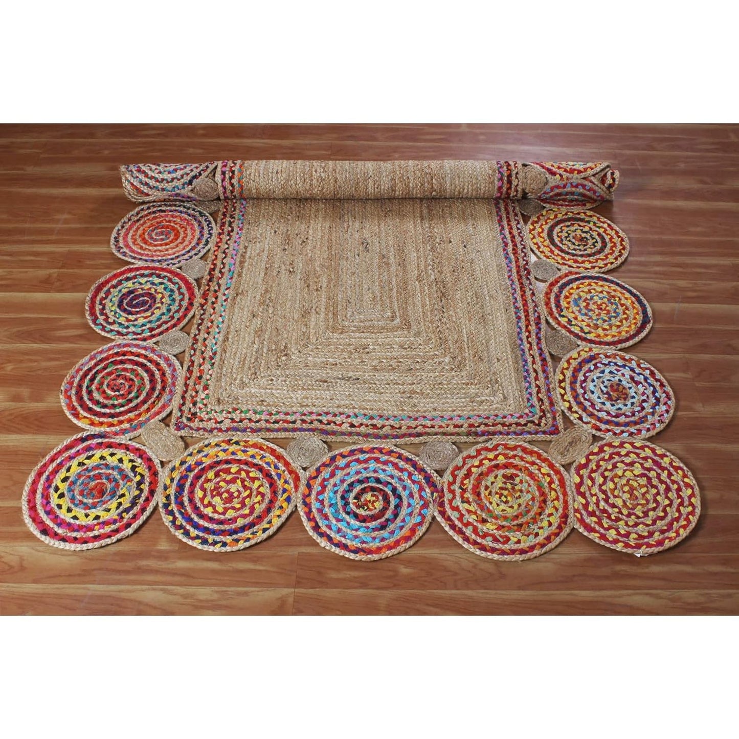 Handwoven Jute Braided Area Rug – Reversible Rectangular Rug