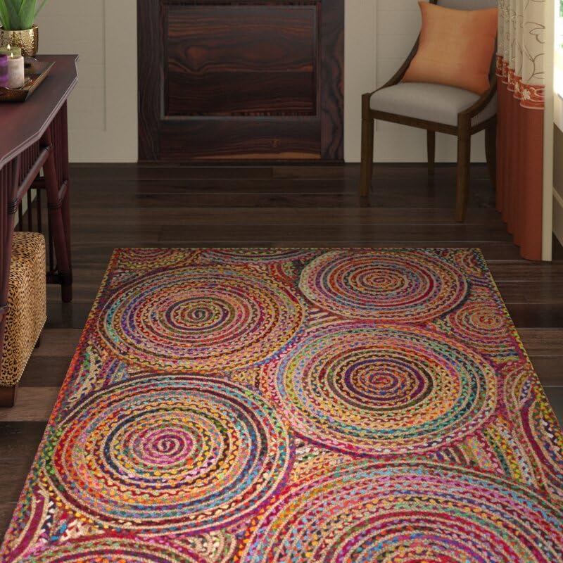 Multicolor Chindi Cotton & Jute Geometric Rug