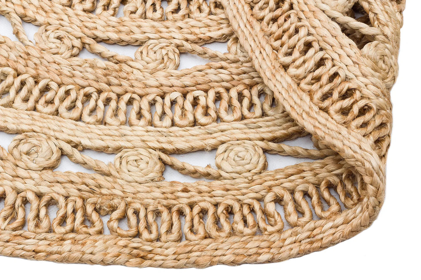 Round Beige Natural Handwoven Rug –Eco-Friendly Floor Decor