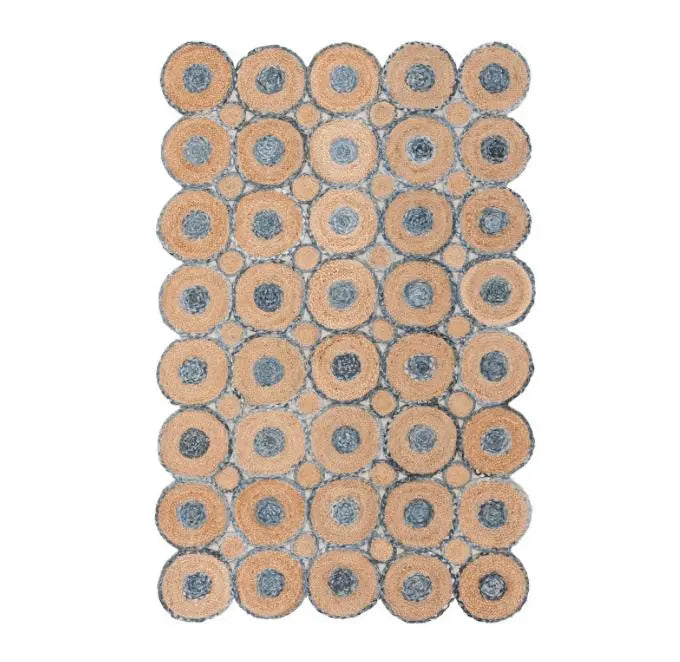 Handmade Jute Beige & Multicolor | Rectangular & Circular Design