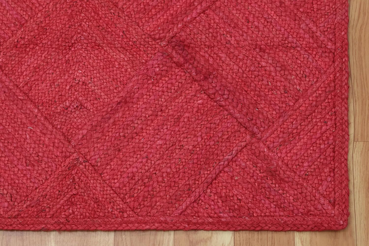 Red & Beige Braided Jute Kilim Rug – Flatweave Carpet