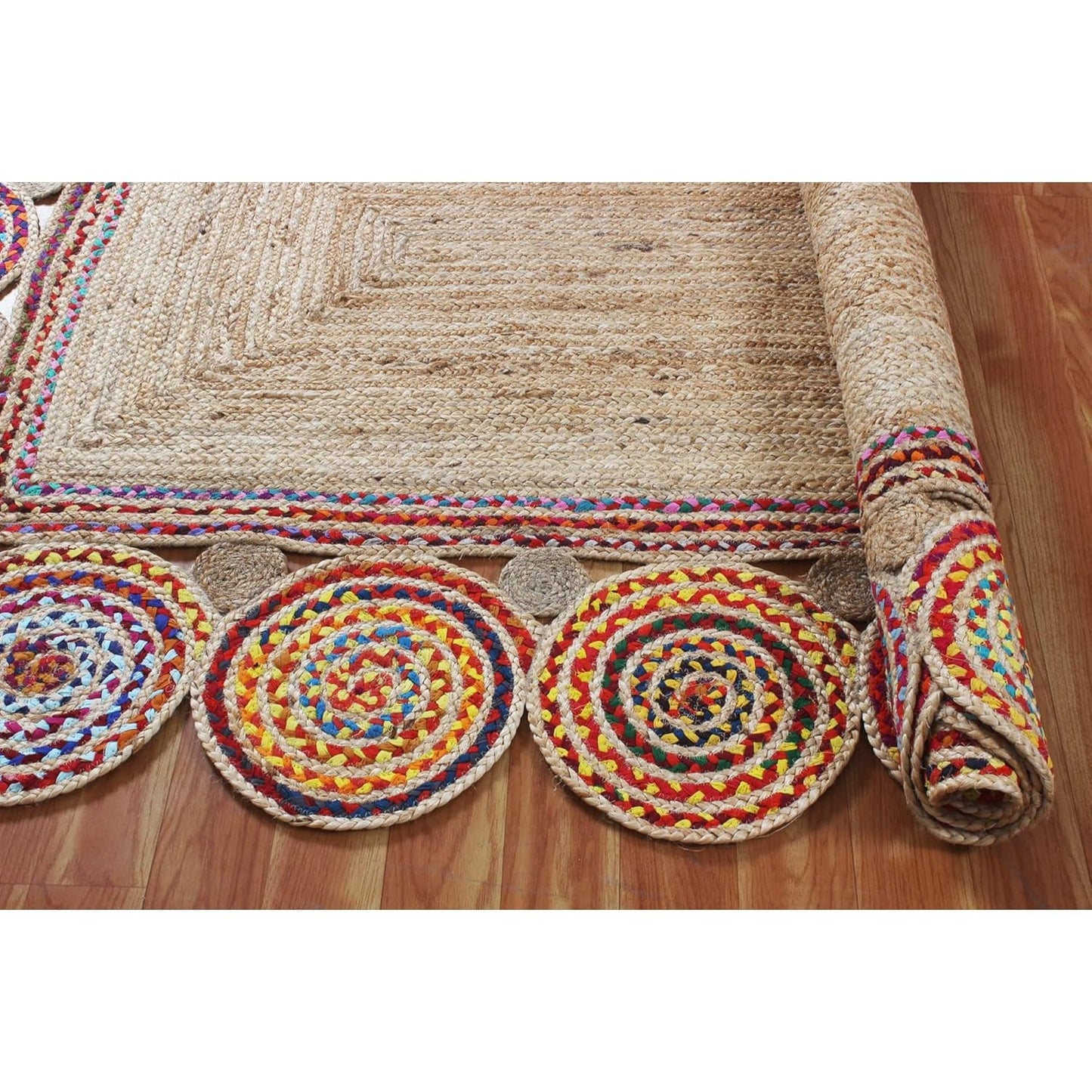 Handwoven Jute Braided Area Rug – Reversible Rectangular Rug