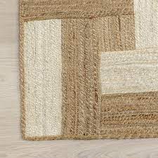 Geometric Links Jute Area Rug – Natural Texture