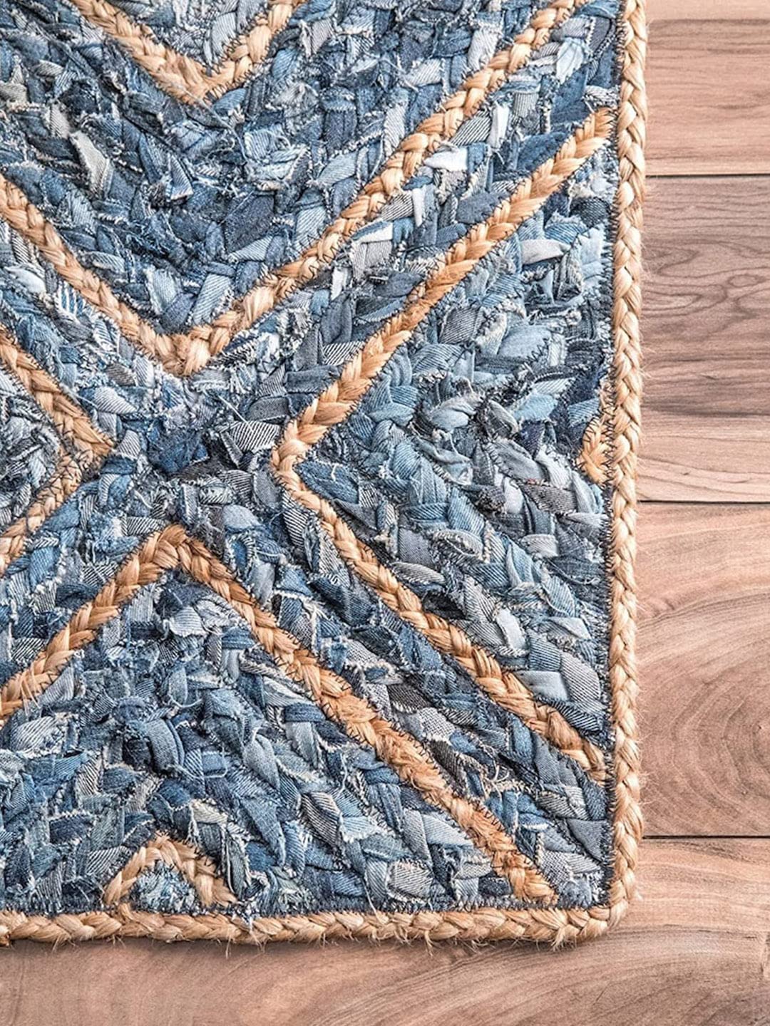 Denim & Jute Carpet – Rectangular in diamond design