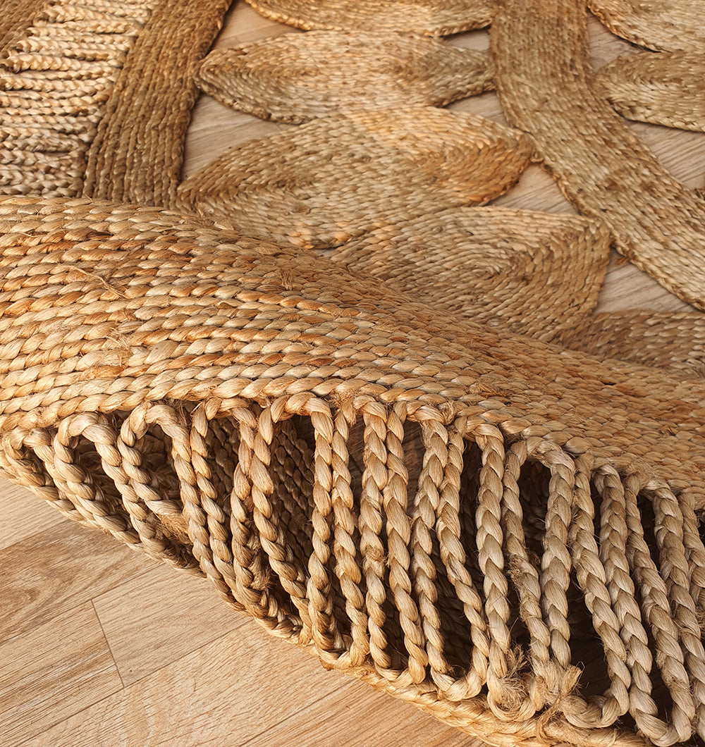 Natural Color Jute Round Rug – Handcrafted Boho Floor