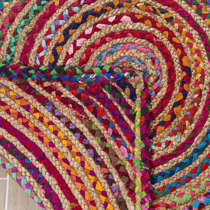 Multicolor Chindi Cotton & Jute Geometric Rug