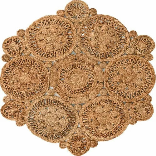 Geometric Hand-Woven Jute Round Rug