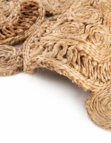 Geometric Hand-Woven Jute Round Rug