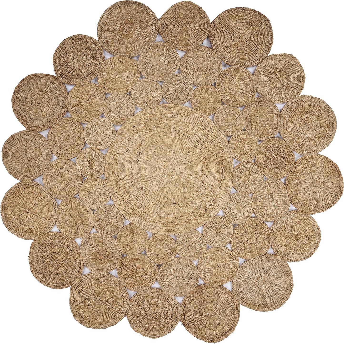 Handmade Jute Beige & Multicolor | Rectangular & Circular Design