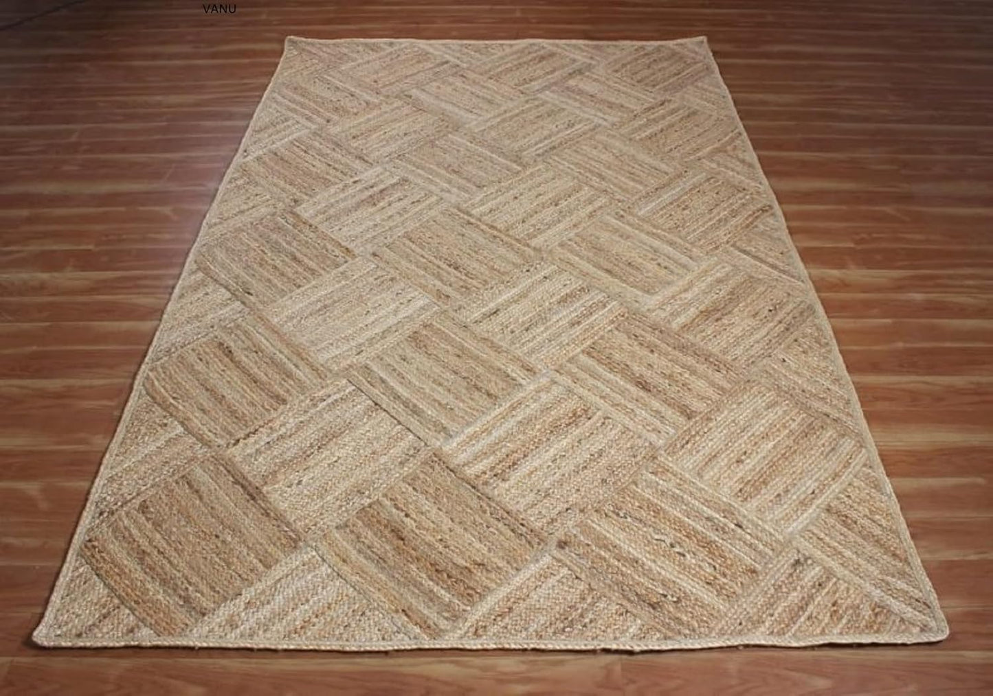 Natural Jute Carpet – Diagonal & Square Pattern