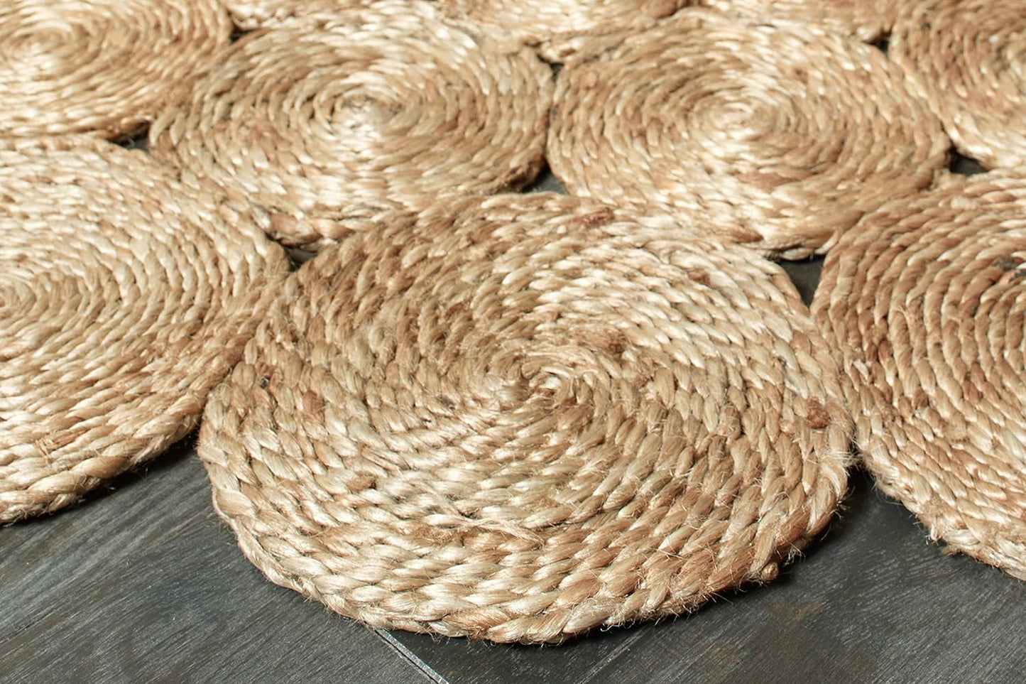 Handmade Jute Beige & Multicolor | Rectangular & Circular Design
