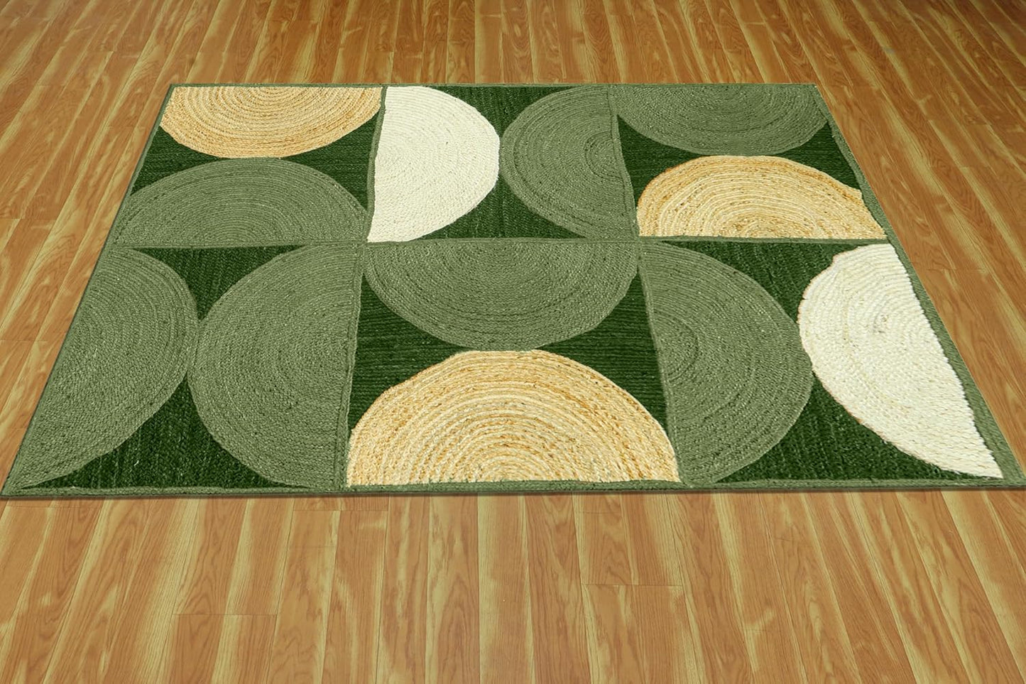 Jute Rectangular Braided, Half Beige & Half Off White