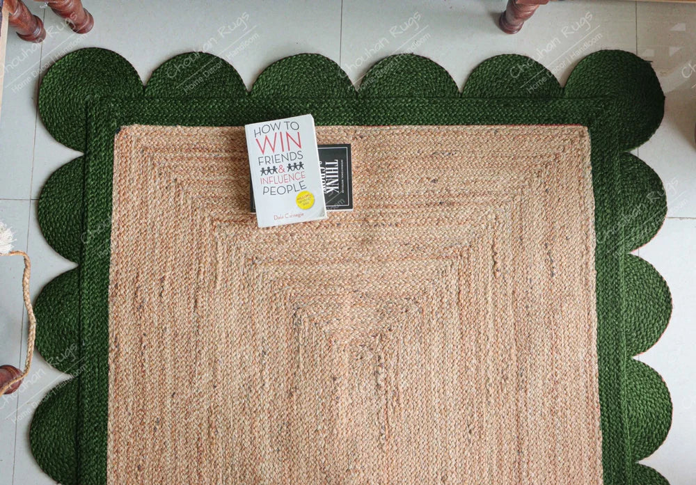 Red Braided Scalloped Jute Rug – Bohemia Indoor & Outdoor Décor
