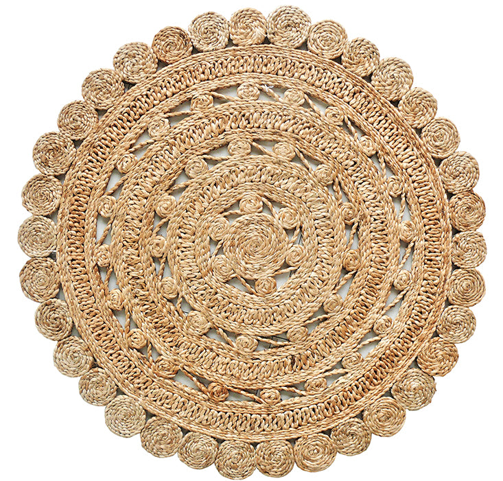 Handmade Jute Round & Circular border Designed Rug