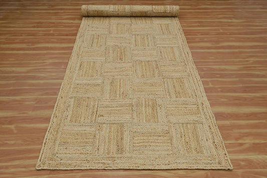 Natural Jute Carpet – Diagonal & Square Pattern