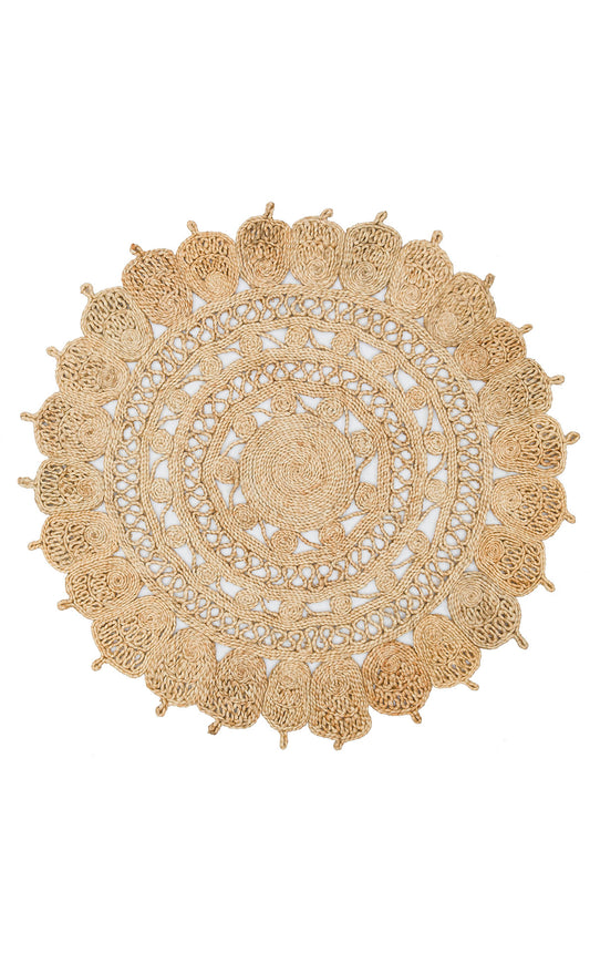 Round Natural Fiber Braided Rug – Boho, Rustic, Vintage Style