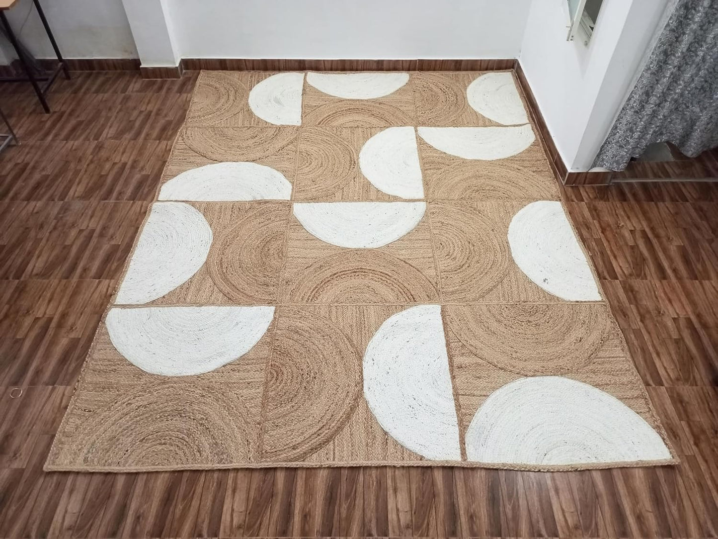 Jute Rectangular Braided, Half Beige & Half Off White