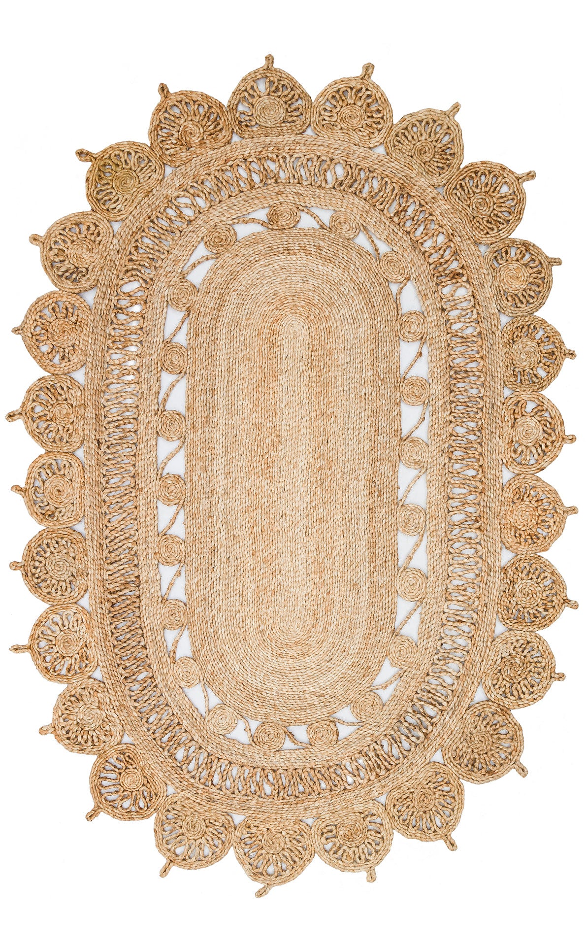 Oval Natural Jute Rug – Handmade Bohemian Country Charm