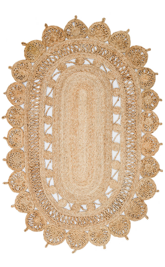 Oval Natural Jute Rug – Handmade Bohemian Country Charm