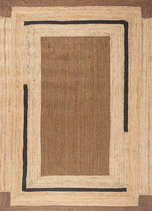 Nomadic Threads – Beige & Brown Flat Weave Jute Rug