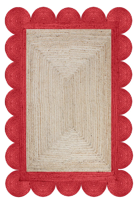 Red Braided Scalloped Jute Rug – Bohemia Indoor & Outdoor Décor
