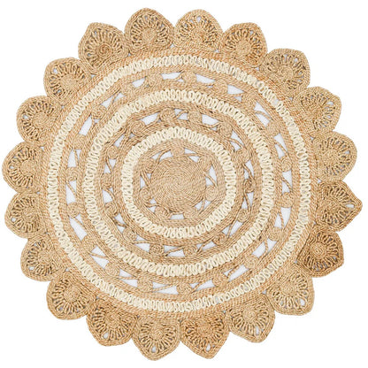 Natural Choti Jute Sisal Round Rug – Natural & White