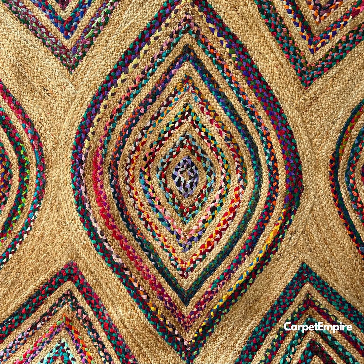 Handwoven Boho Rug – Multicolor & Jute Chic Rug
