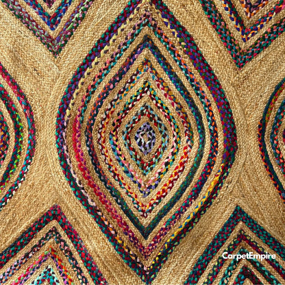 Handwoven Boho Rug – Multicolor & Jute Chic Rug