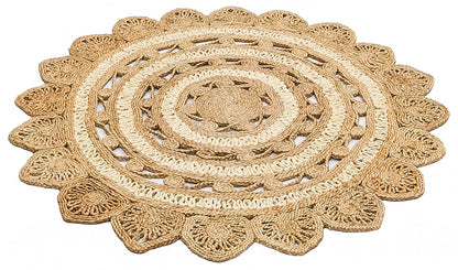 Natural Choti Jute Sisal Round Rug – Natural & White