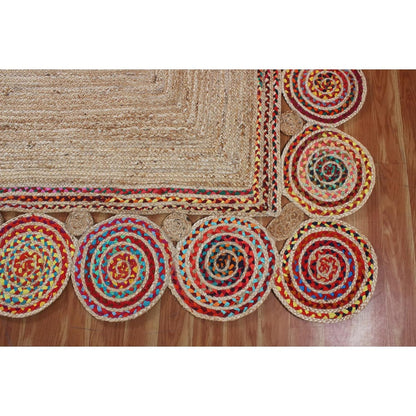 Handwoven Jute Braided Area Rug – Reversible Rectangular Rug