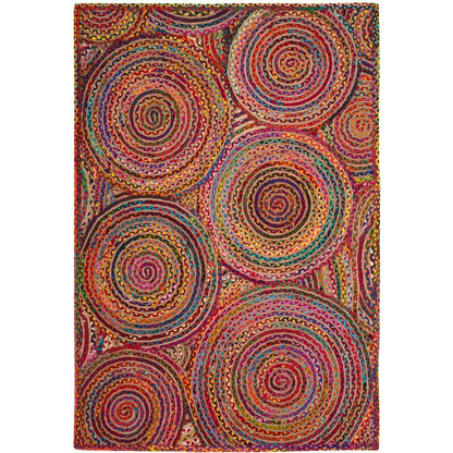 Multicolor Chindi Cotton & Jute Geometric Rug