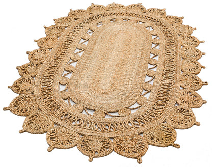 Oval Natural Jute Rug – Handmade Bohemian Country Charm