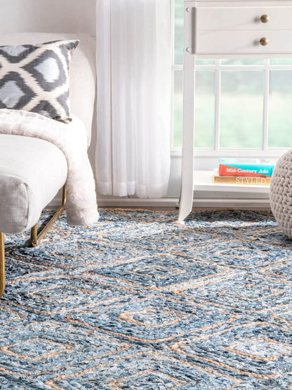 Denim & Jute Carpet – Rectangular in diamond design