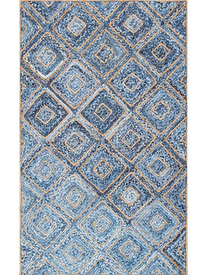 Denim & Jute Carpet – Rectangular in diamond design