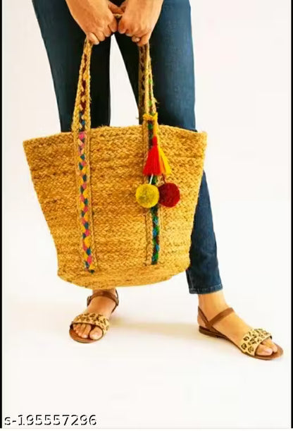 Beige Handcrafted Multipurpose Jute Shoulder Bag