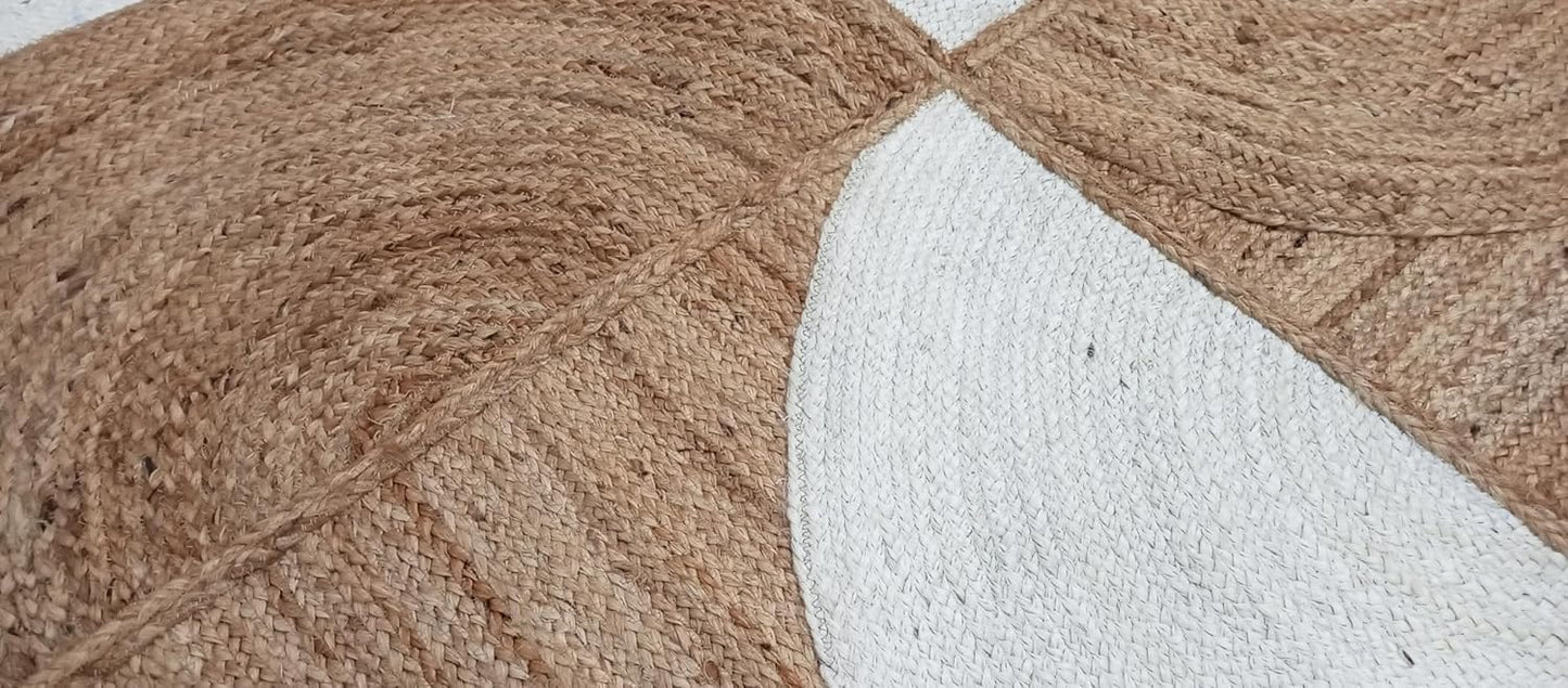 Jute Rectangular Braided, Half Beige & Half Off White