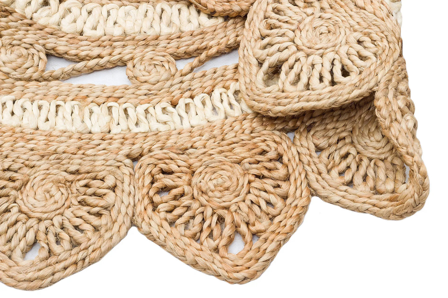 Natural Choti Jute Sisal Round Rug – Natural & White