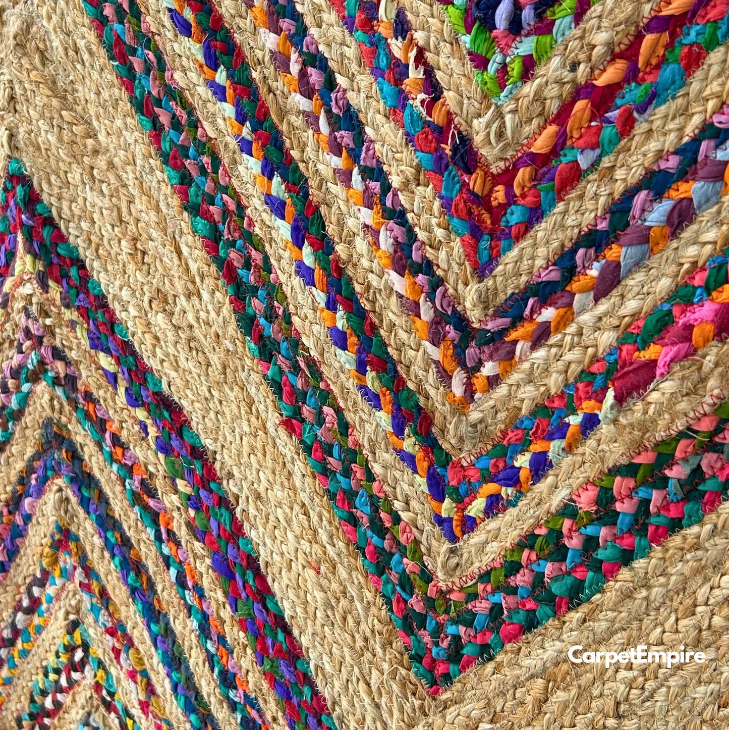 Handwoven Boho Rug – Multicolor & Jute Chic Rug