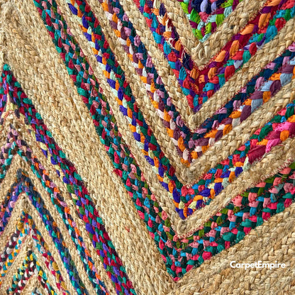 Handwoven Boho Rug – Multicolor & Jute Chic Rug