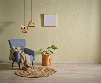 Round Beige Natural Handwoven Rug –Eco-Friendly Floor Decor