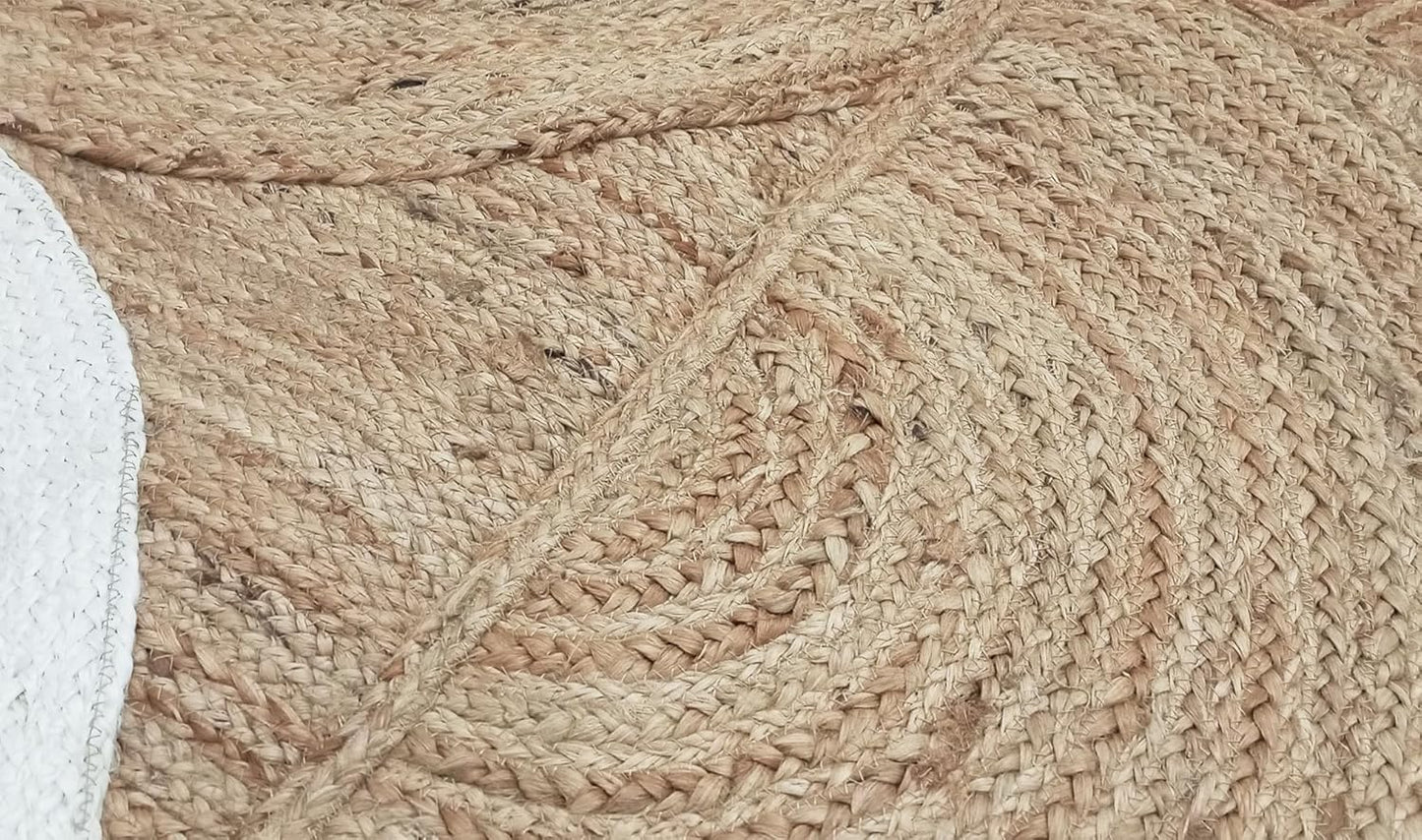Jute Rectangular Braided, Half Beige & Half Off White