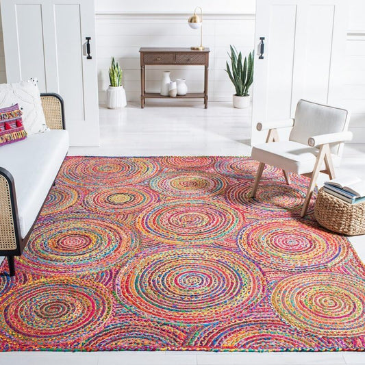 Multicolor Chindi Cotton & Jute Geometric Rug