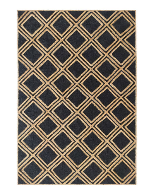 Braided Natural White Diamond Jute Hand-Woven Rug